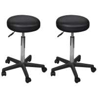 vidaXL Taburetes de oficina 2 uds cuero sintético en color Negro/Marrón/Blanco y más | cómodas modernas ergonómicas para comedor cocina salón hogar - details 0
