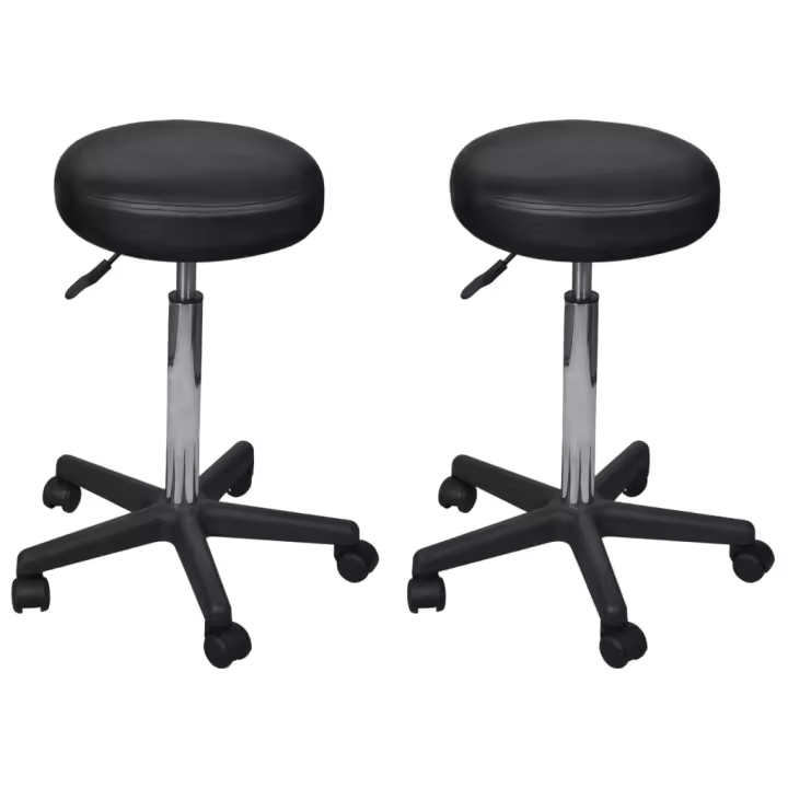 vidaXL Taburetes de oficina 2 uds cuero sintético en color Negro/Marrón/Blanco y más | cómodas modernas ergonómicas para comedor cocina salón hogar - 1