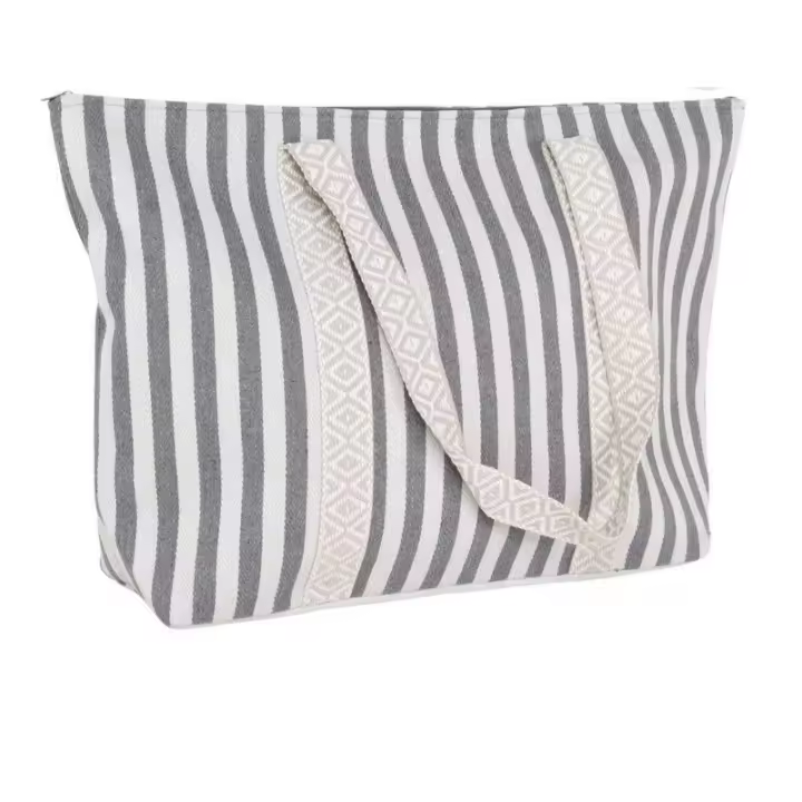 Dcasa  BOLSO RAYAS CON CREMALLERA DETALLE CINTA GRIS (2/4 - 8) - 1