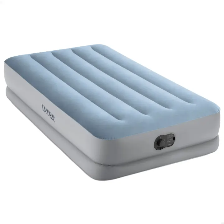 Colchón hinchable Dura Beam Comfort INTEX Individual 99x191x42cm, Con bomba eléctrica USB integrada, inflado automático, Peso máx. 136kg, Material flocado más PVC laminado - 1
