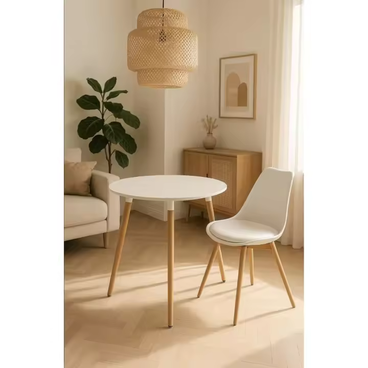 ORION91oficial® - Mesa Redonda (Ø80 x76cm) Blanca 3 Patas Redonda Madera de Haya, Estilo Nórdico, Bar,Restaurante,Hostelería,Comedor,Salón,Cocina,Teletrabajo,Oficina - spaziOrion91 - 1
