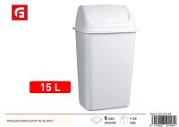 Papelera con Tapa Basculante, Cubo de Basura 15Litros, Papelera para Baño, Oficina, Cocina, Cubo Basura Tamaño  28,5 x 22,5 x 47 cm color blanco - details 2