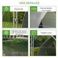 PawHut Gallinero para Exterior Gallinero para Gallinas de Acero Galvanizado Cubierta de Tela Oxford Resistente a los Rayos UV e Impermeable para Patio Plata - details 3