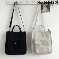 Bolso De Hombro Para Mujer De Corduroy Y Tela Con Bolsillo Exterior Bolso De Compras Casual Para Estudiantes Bolsa De Libros - details 6