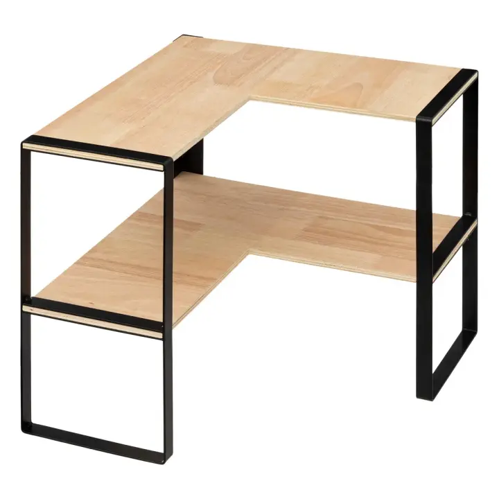 MAXHOME-Estante esquinero de cocina , elegante estantería de encimera, de metal y madera, 2 niveles para mayor espacio almacenamiento.40X40X35CM - 1