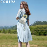 Mochila vaquera para mujer, mochila con cordón, estilo informal, ligera, para el día a día, bolso de mano pequeño, bolso de mano con asa superior, bolso de hombro moderno para viajes, trabajo y compras - details 0