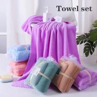 Juego De 2 Toallas De Baño Suaves Y Absorbentes Rápido Coral Velvet Para Adultos Uso En Hotel Y Spa Tela De Poliéster Planas Máquina De Lavar - details 0
