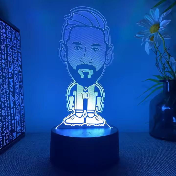 Lámpara De Noche 3D De Lionel Messi Control Remoto Y Táctil Cambio De Color En 16 Tonos Decoración Para Habitación Regalo Para Fanáticos Luz De Mesa Para Dormitorio - 1