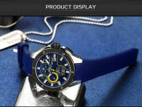 Reloj De Pulsera Militar Deportivo Para Hombre MEGIR Marca Top Resistente Al Agua Con Correa De Silicona Azul Y Calendario Automático Movimiento De Cuarzo - details 10