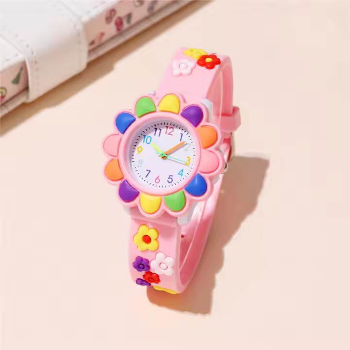 Reloj De Pulsera Para Niñas Colorido Con Semillas De Girasol Regalo Perfecto Reloj De Cuarzo Resistente Al Agua Estilo Casual - 1