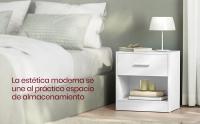 VASAGLE Mesita de Noche, Mesa Auxiliar con Cajón, Asa, Compartimento Abierto, para Dormitorio, Salón, Blanco Clásico/Beige Natural y Blanco Clásico/Marrón Castaño y Negro Tinta /Negro Clásico/Amarillo Pajizo - details 0
