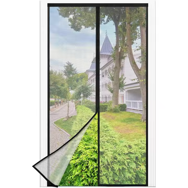 Mosquitera Puerta Magnetica - 90 x 210 CM - Negro, Mosquiteras para Puertas, Cierre Magnético de Arriba a Abajo, Automáticamente,Mantiene el Aire Fresco - 1