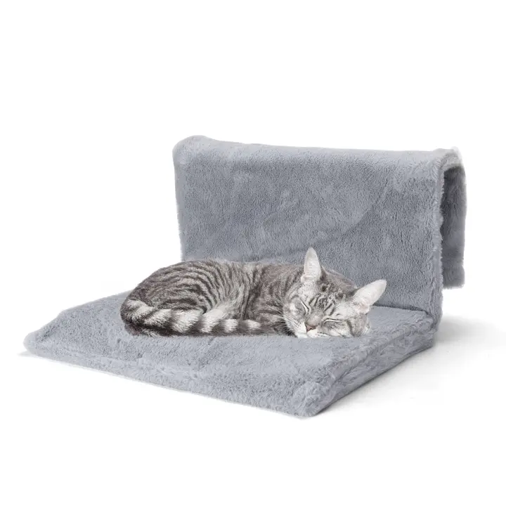 Nobleza Cama de Radiador para Gatos y Perros,Calentito Suave de Felpa Cama para Mascotas,con extraíble resistente y duradero marco de metal,Gris,48*30*25cm - 1
