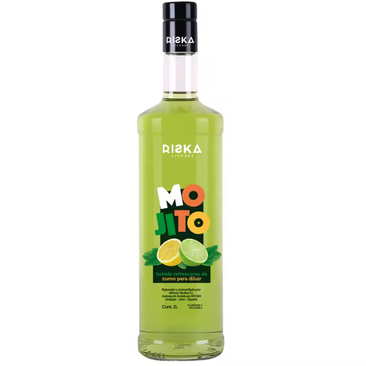 RISKA LICORES Mojito Sin Alcohol - Sabor Exótico - Receta Original - 1 Litro - 1