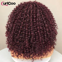 Pelucas Sintéticas De Encaje Frontal CurlyCoo Para Mujeres Negras Cortas Enredadas Bob Ombre Onda Natural Peluca De Cosplay - details 3