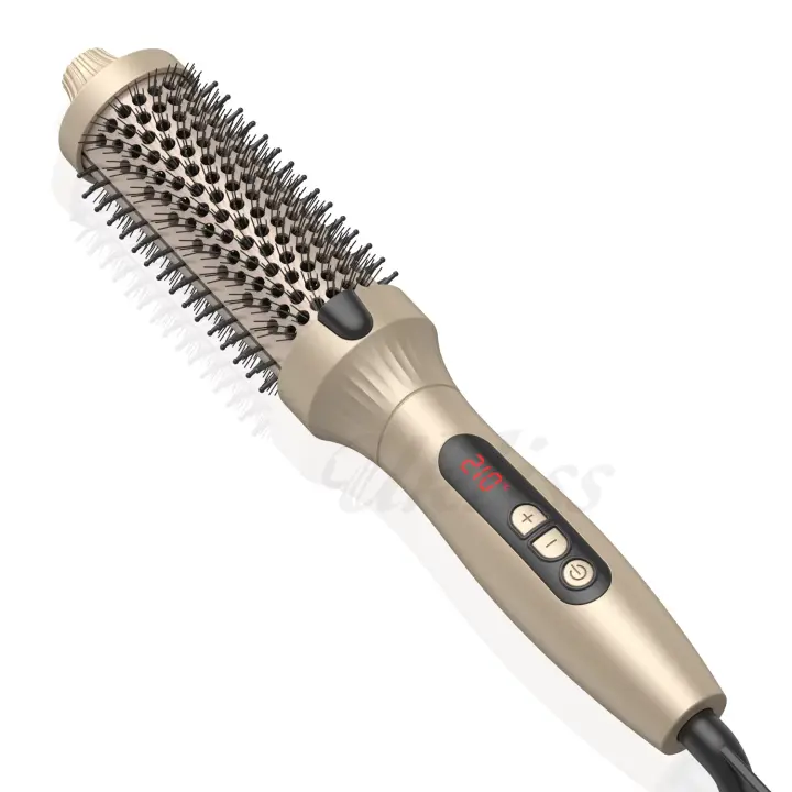 Cepillo Térmico De 1.5 Pulgadas Iónico Calentado Redondo Para Crear Efecto Secado Curler De Cerdas Cerámicas Doble PTC Para Cabello Adultos - 1