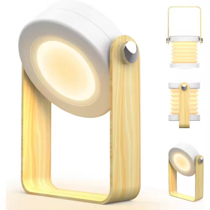 Lampe de mesita de noche Touch LED de intensidad variable Lampe de Bureau vintage avec poignée en Bois 3 niveaux de luminoité Lampe table portable tactile pour Chambre à Coucher - 1