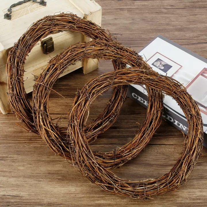 Corona Natural De Rattan 25/30cm Diámetro Hecha a Mano Decoración De Navidad Y Fiestas Helecho Vino Correas De Paja Para Adornos De Casa Y Jardín - 1