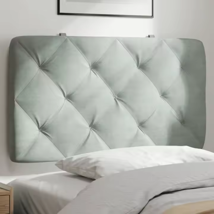 Cabecero de cama acolchado terciopelo gris claro 90 cm - 1