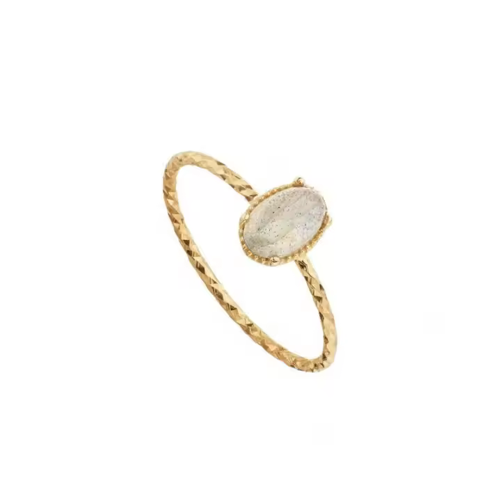 Anillo Bhopal Labradorita Talla 10 - SRN-208-049 - Plata de Primera Ley 925 con Baño de Oro Amarillo - 1