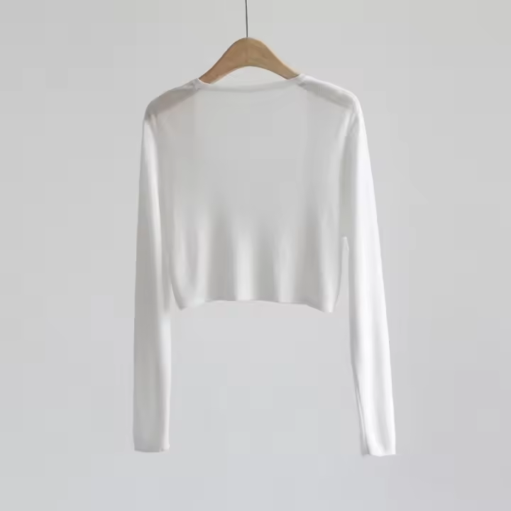 Chaqueta De Punto Para Mujer Protección Solar Delgada De Seda Helada Abrigo Corto De Verano Con Capucha Estilo High Street - 1