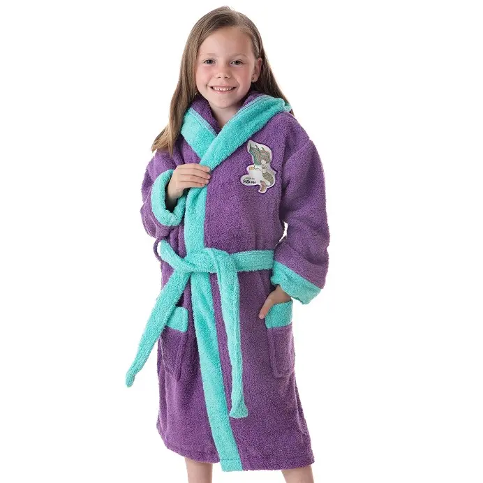 Albornoz Infantil Niña Algodón Natural 100% Capucha y Bolsillos Sirenita Dream Big de DHESTIA HOME - 1