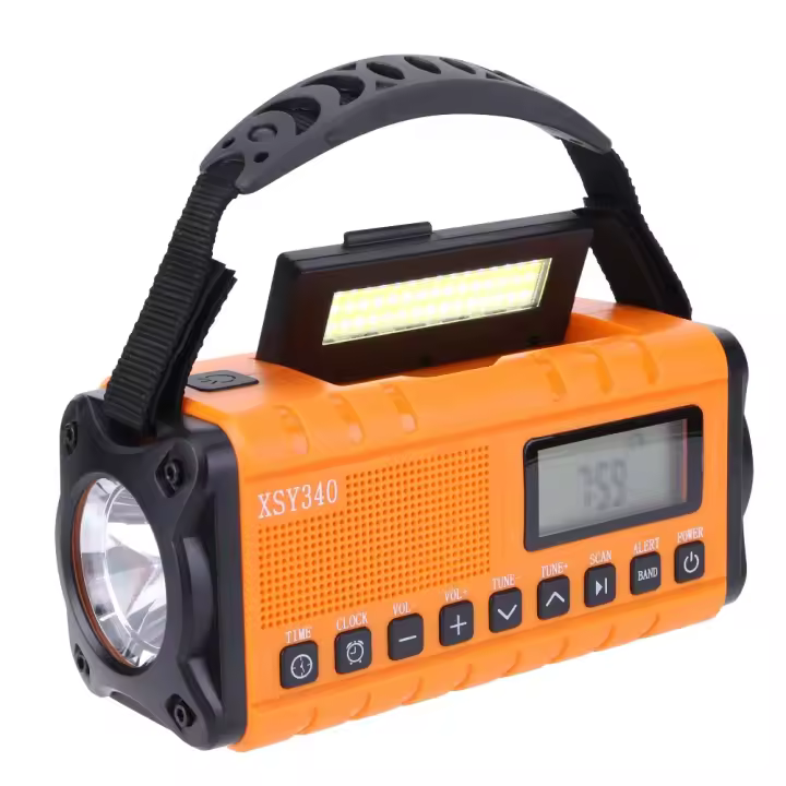 Radio De Emergencia Portátil Con Solar Y Manivela De Manivela 10000mAh Con LED Y Cargador USB Luz De Mano Recargable Para Clima NOAA AM FM - 1