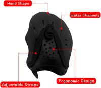 1 Pair Hand Paddles for Swimming Swim Paddles with Adjustable Straps Power Strength Training Aid Pool Exercise Equipment Accessories - details 3
