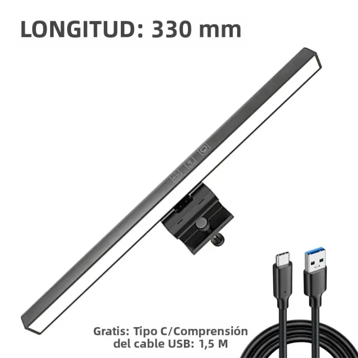 Lámpara LED De Cuidado De Ojos Screenbar Para Monitor De PC Luz Colgante Para Pantalla Regulación Sin Etapas Con Soporte USB Moderno ABS PC - 1