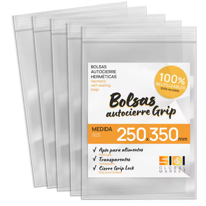Bolsas de Plástico Transparente para Congelar Alimentos, Bolsitas con Autocierre para Cumpleaños, Regalo, Chuches, Viaje, Organizador, Envasar al Vacío, Porta Alimentos - SIDI (250x350mm, 100uds) - 1