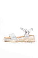 Lyla Wang Sandalias doradas mujer de esparto diseño con doble tira - details 11