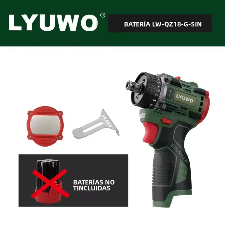 LYUWO Destornillador Eléctrico Multifuncional Sin Escobillas Alta Torque Con Carga Herramienta De Destornillador Y Abrazadera Dual - 1