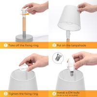 Aigostar – Lámpara de Mesa, Lámpara de Mesita de Noche Pequeña de Madera Moderna, lámpara de Noche con Tulipa de Tela Gris y Base de Metal, Portalámparas E14, Ecológica, Decorativa y Vintage - details 1