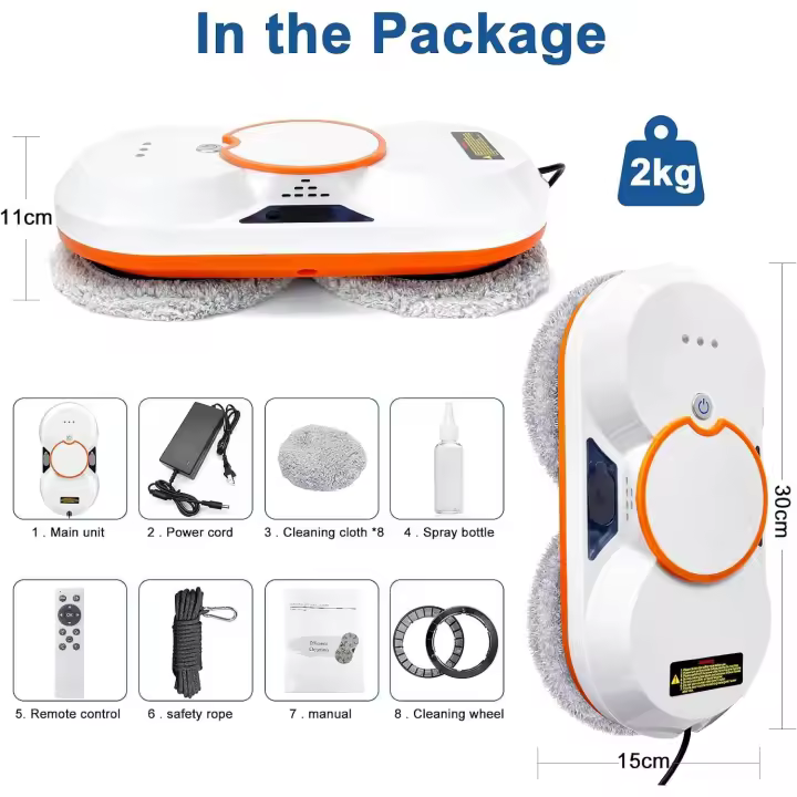 3800Pa Household window automatic water spray cleaning robot vacuum cleaner remote control electric window wiper glass wiper - 1