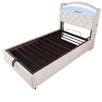 Cama Infantil Multifuncional Tapizada Beige 90x200 cm | Espacio de Almacenamiento with Iluminación LED + Cargas USB | Colchón Antibacteriano y Antiácoches Incluido | Doble Almacenamiento Subcama + Diseño Anti-Trasiego y Fácil Movilidad - details 10