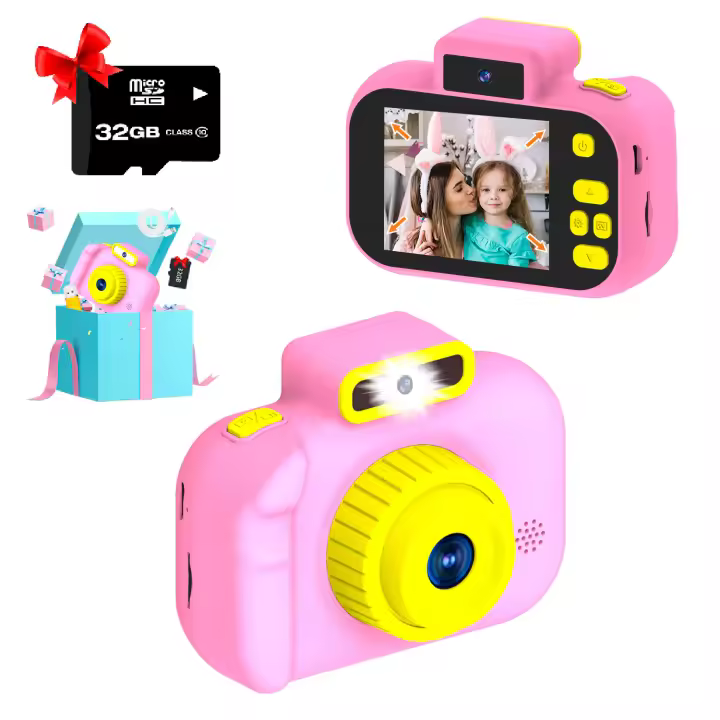 Lacosvi Cámara para niños selfi Infantil con Flash y Linterna y Tarjeta SD 32GB 40MP, 1080P HD Regalo de cumpleaños de Navidad para niñas de 3 a 9 años, cámaras vídeo Digital Juguete portátil - 1