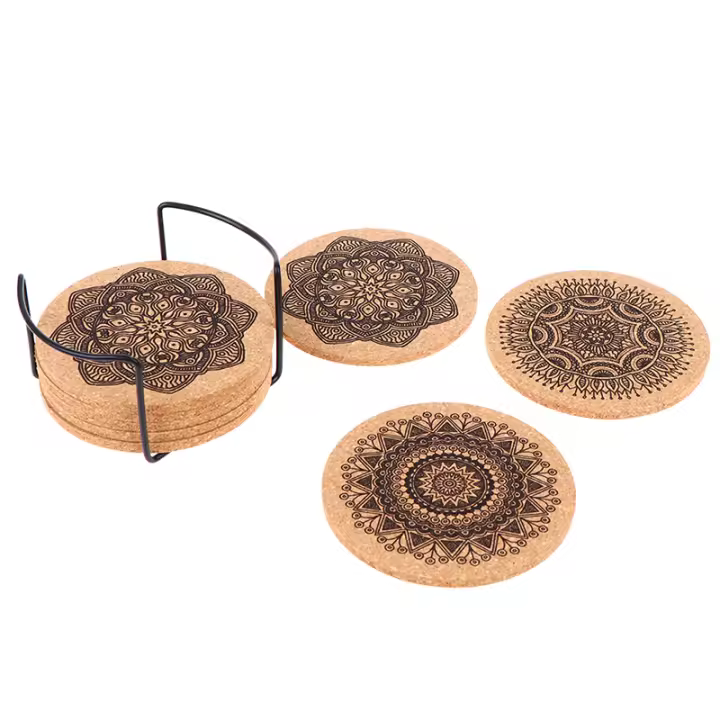 Juego De 12 Cojines De Madera Redondo Para Taza Con Soporte Ecológico Resistente Al Calor Para Mesa De Cocina Accesorio De Decoración Nórdica - 1