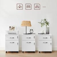 Archivador con cerradura y 2 cajones, pedestal con 5 ruedas, rieles ajustables, ideal para oficina en casa, disponible en blanco o negro - details 9