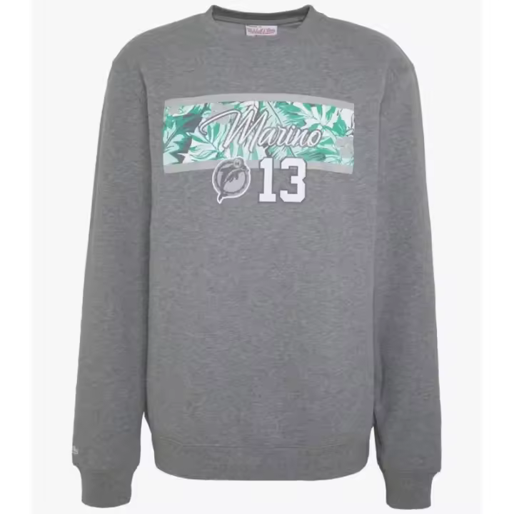 SUDADERA MIAMI DOLPHINS - DAN MARINO 13 DE MITCHELL AND NESS EN GRIS. - 1