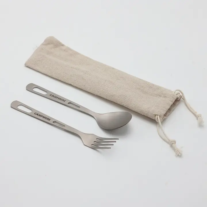 Juego De Cubiertos De Titanio Ultraligero Para Camping Y Viajes Knive Fork Spoon Cutlería Portátil Para Exteriores No Desechable - 1