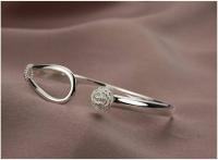 Pulsera de Plata with Boton with elegant clip para Mujer, pulsera de Plata con diseño floral, pulsera con dijes de Plata, brazalete clásico, joyería para Mujeres y niños ( - details 4