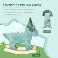 HOMCOM Caballito Balancín para Niños de +3 Años de Dinosaurio Balancín Infantil de Felpa con Sonidos Realistas y Base de Madera Asiento 36 cm Carga 45 kg 64x30x54 cm Verde Oscuro - details 1