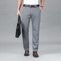 Pantalones Casuales De Seda Para Hombre Primavera/Verano Cintura Media Pierna Larga Y Recta Cómodos Y Transpirables Con Bolsillos - details 15