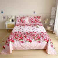Sábana Plana De Cama Doble Con Estampado De Flor Roja Sábana Superior De Poliéster 100% Para Cama Individual/Reina/King - details 14