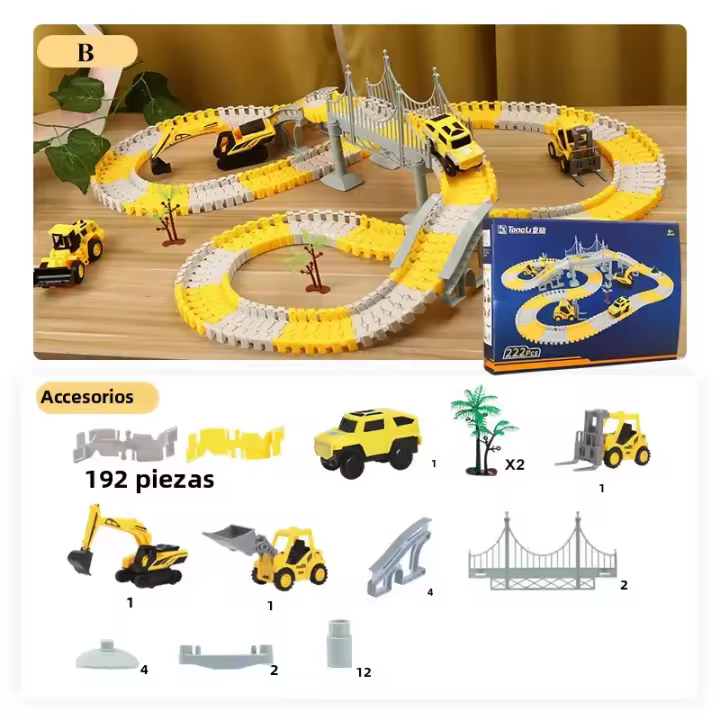 Juego De Coches Eléctricos Para Niños Set De Ingeniería Con Pista Vehículo De Montaje Para El Desarrollo Inteligente Y La Coordinación Mano-Ojo Regalo Para Cumpleaños Y Navidad - 1