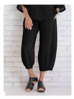 Pantalones bombachos Holgados de Lino y Algodón para Mujer, pantalón informal, Talla Grande, Verano, Fashion Irregular, informal, High Belt, elástico Belt, rectos, suelta, pantalones Cargo de Verano para Mujer - details 21