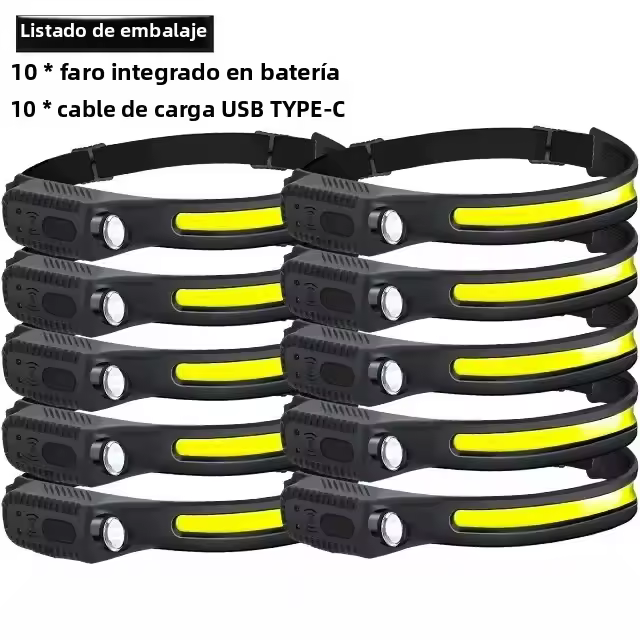Linterna Frontal LED Recargable Con Batería Integrada De 1200mAh Para Camping Pesca Y Actividades Al Aire Libre Tres Modos De Luz Resistente Al Agua - 1