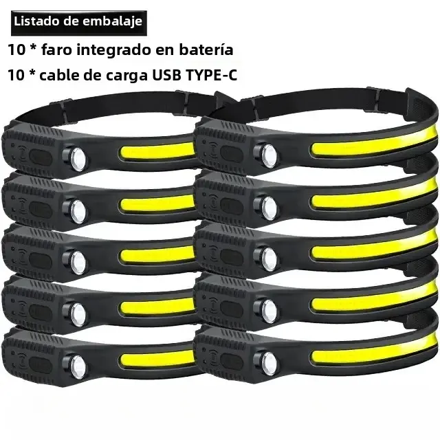 Linterna Frontal LED Recargable Con Batería Integrada De 1200mAh Para Camping Pesca Y Actividades Al Aire Libre Tres Modos De Luz Resistente Al Agua - 1