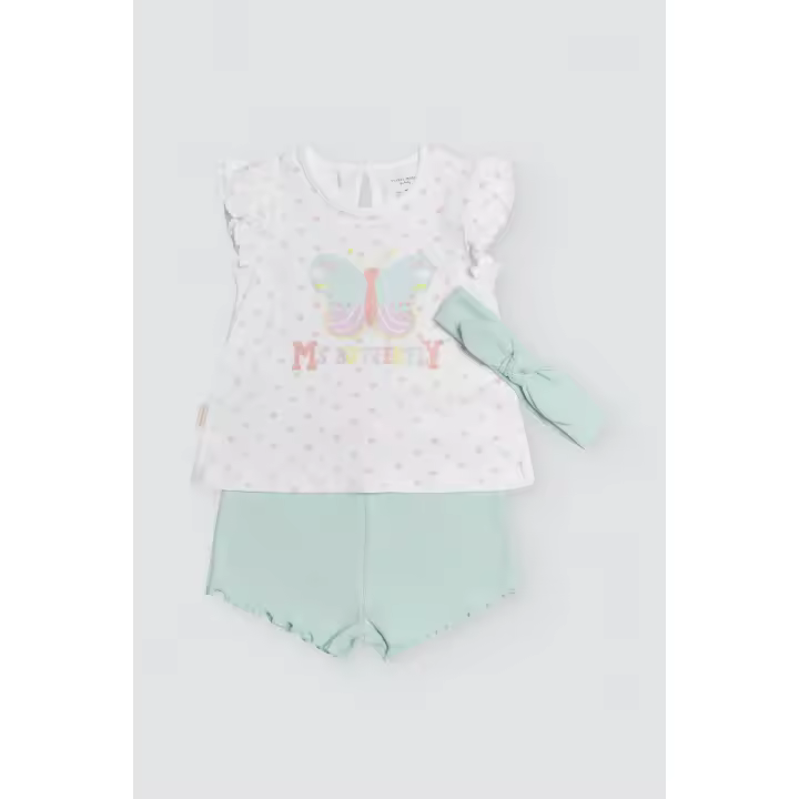 Ysabel Mora - Conjunto bebé manga corta flores y short - 1
