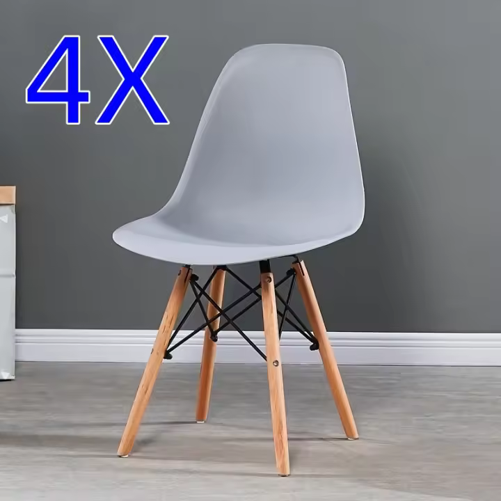 Juego de 4 sillas EMA INS con patas de madera, mueble estilo nórdico medieval, , para escritorio, comedor, dormitorio, balcón o restaurante BAR hosteleria, OFICINA Mesa de comedor nórdica cocina,NEGRO - 1